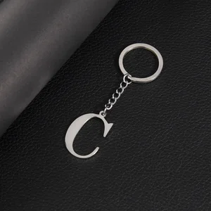 Alphabet pendant keychain, 26 initial letters, capital letters in English, metal keychain, surname initials, double pendant 10 Main Sales Keychain Lyrics - №8