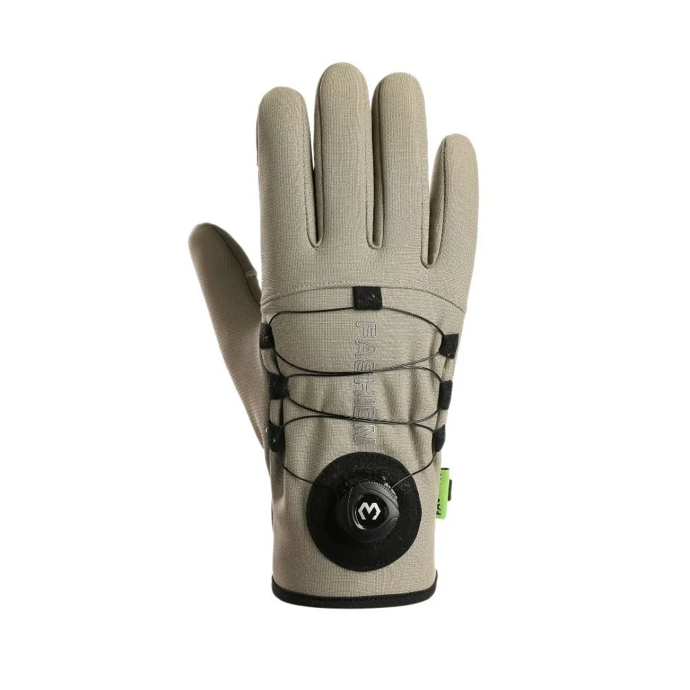 1pair Fleece Lined Cycling Gloves Adjustable Rotary Buckle Thermal Warm Motorcycle Gloves Waterproof Windproof Anti-Slip