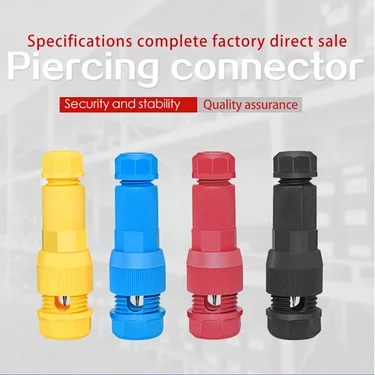 2/6/10Pcs Low Voltage Quick Lock Piercing T-Tap Terminal Block Kit, Self Stripping Nylon Insulated Male Wire Splicing Connector