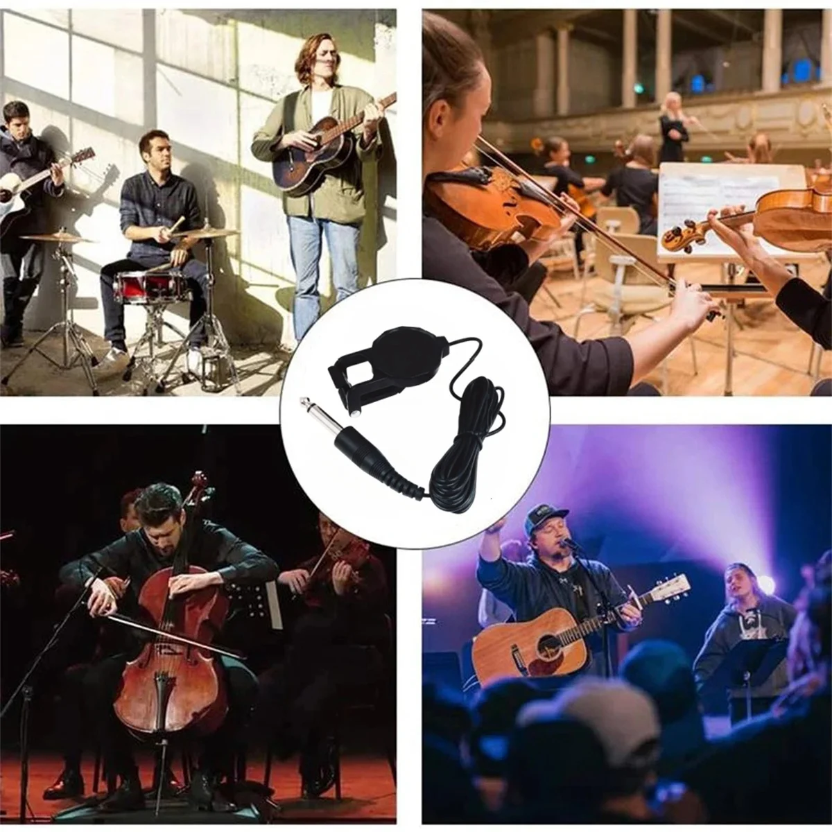 Miwayer Clip-On Pickup: Contact Microphone Transducer for Acoustic Guitar, Violin & Ukulele – Essential Instrument Accessory