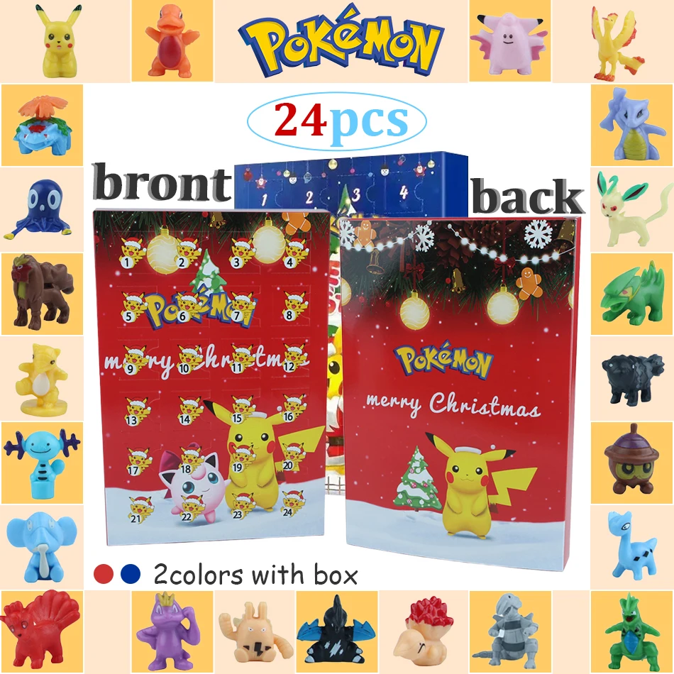 Figura de Pokémon, calendario de Adviento de Navidad, caja de regalos, Kawaii, Pikachu, Anime, modelo de acción figural, juguetes para niños