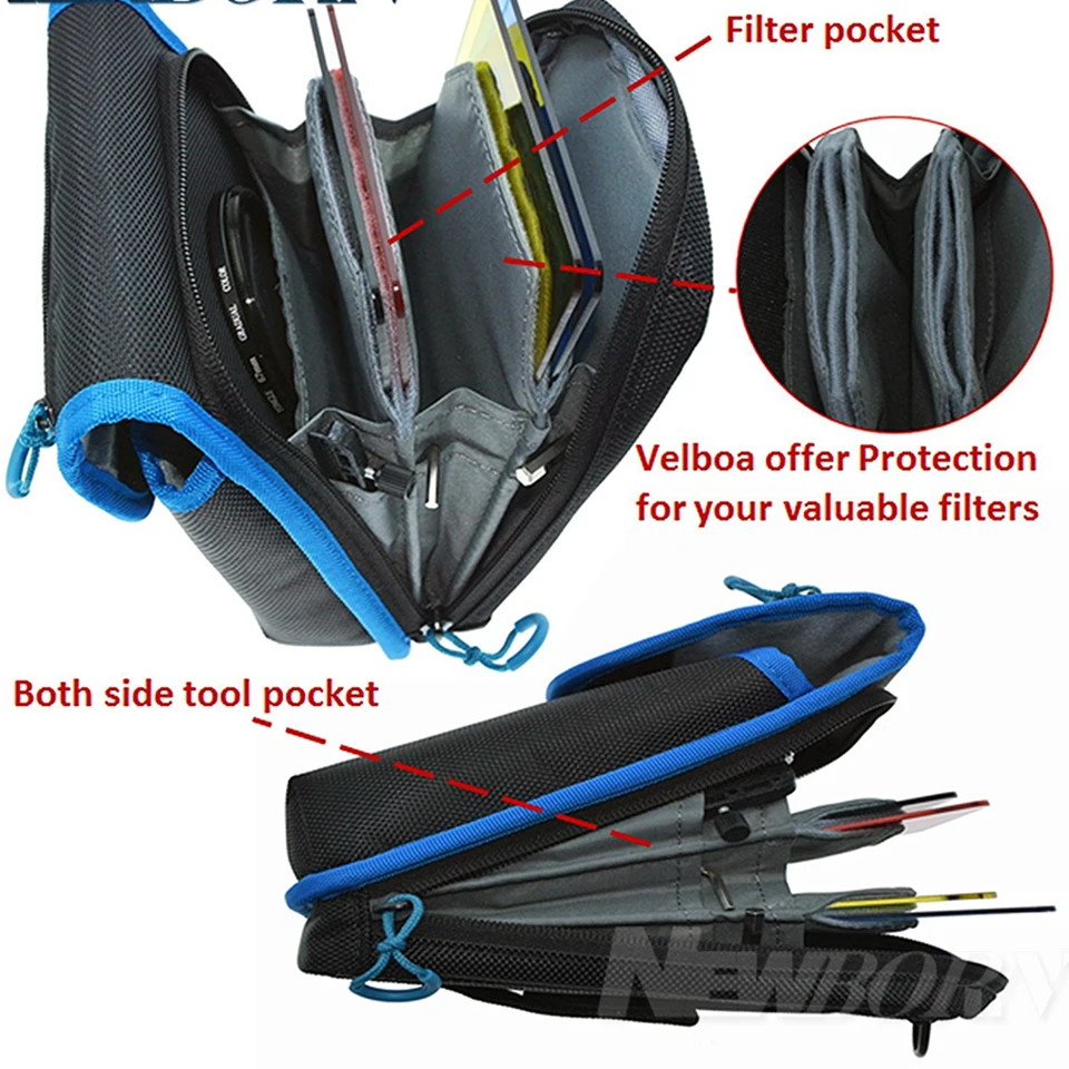 New Camera Lens Filter Case Belt Pouch for 40.5mm-105mm Round or Square Filters and Filter Holder 100*150MM Filter Bag