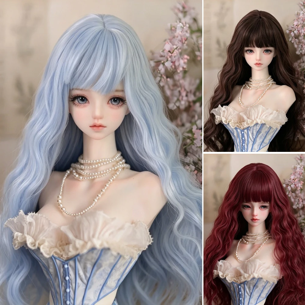 BJD Doll Wig 3/4/6 Points Yeluoli Doll Dress Up Accessories Flat Bangs Wool Curls Long Hair SD Doll Making Supplies