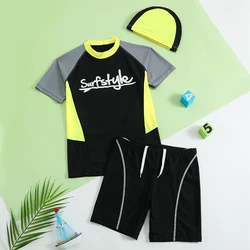 Summer new style boys, middle and large children's swimsuits, split quick-drying short-sleeved shorts, children's beach swimsuit