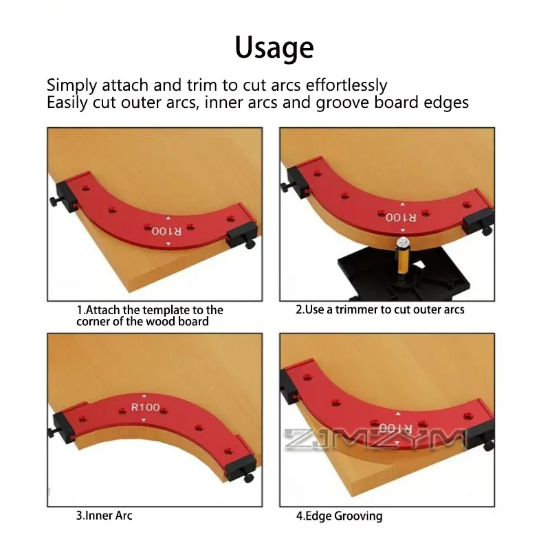 Radius Jig Template, Aluminum Woodworking Arc Routing Tool Wood Trimmer Guide for Cutting Inner Outer Arcs Edge Grooving on Wood