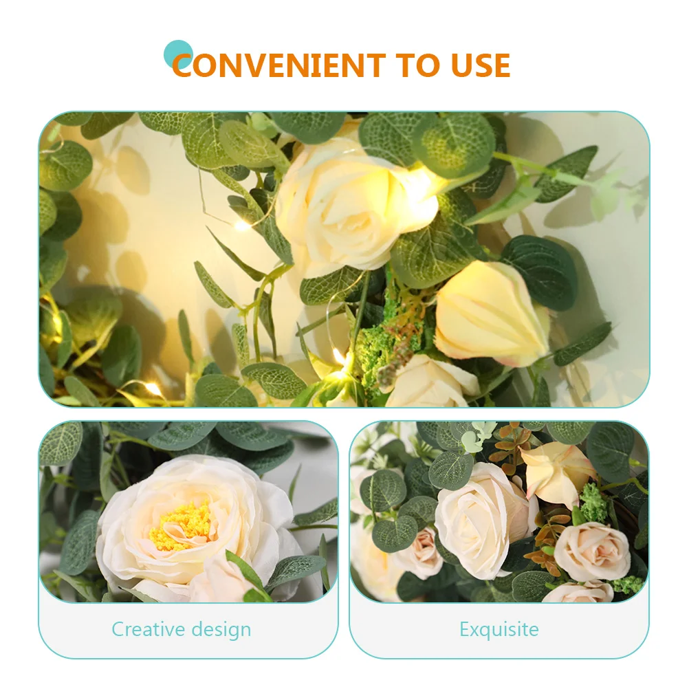 

1 Set Simulation Camellia Wreath Pendant Decorative Door Hanging Garland Home Wedding Decor Summer Wreath Non-Wilting