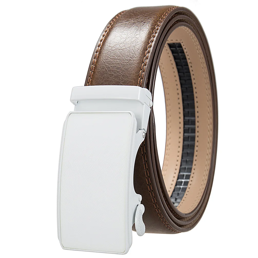 Plyesxale NEW White Automatic Buckle Belt For Men Fashion Genuine Leather Belts Male cinturones para hombre ceinture homme B1374
