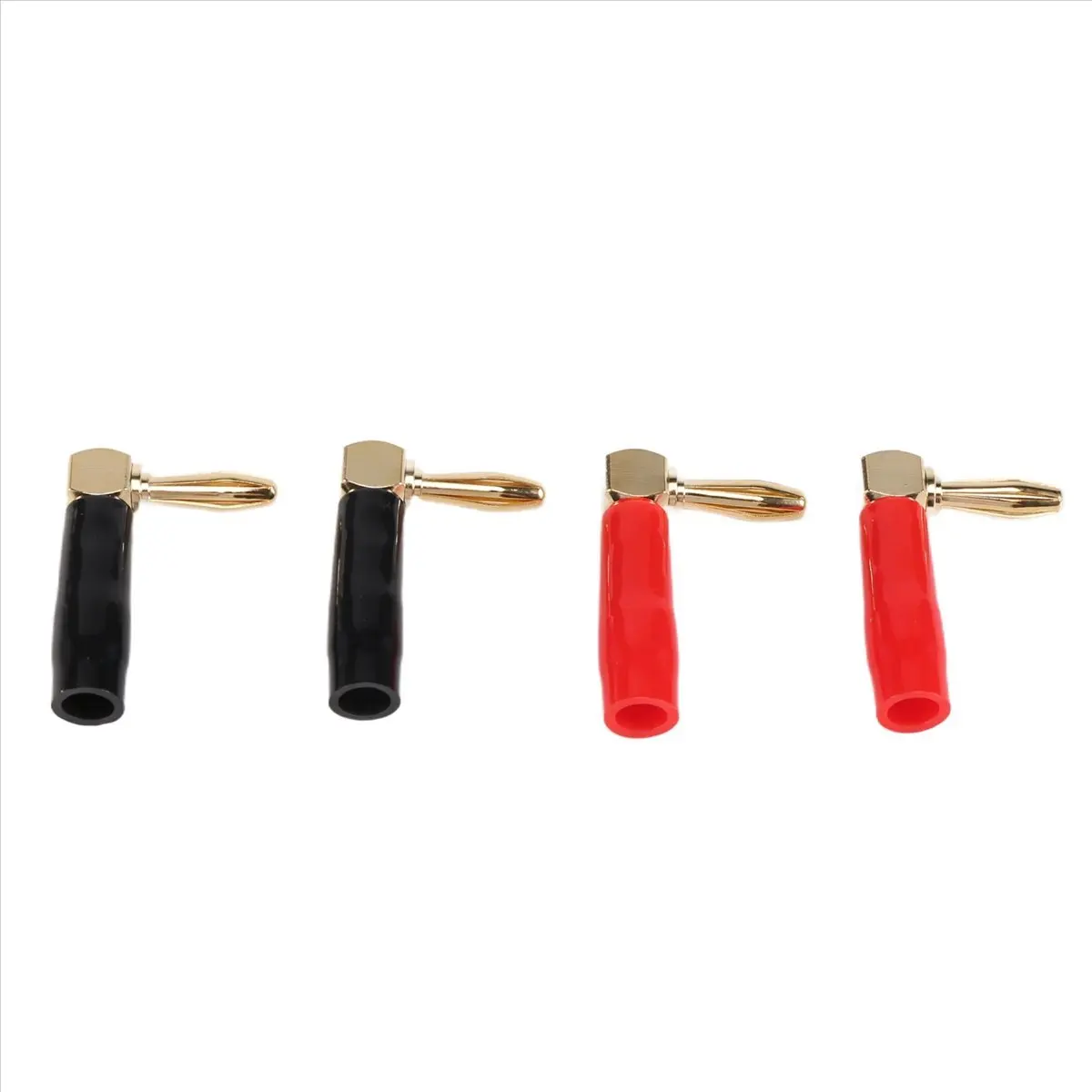 ABIU [4 Pack] Hi-end Copper Right Angle/90 Degree Screw Type Banana Plug / Speaker Cable Connector [Banana De L]