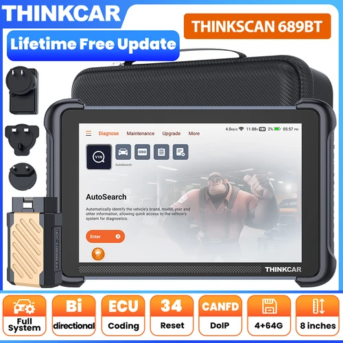 Lebenslanges kostenloses Update THINKCAR THINKSCAN 689BT OBD2-Diagnosetool DOIP CANFD Bidirektionale ECU-Codierung 34 Resets FCA SGW 64 GB