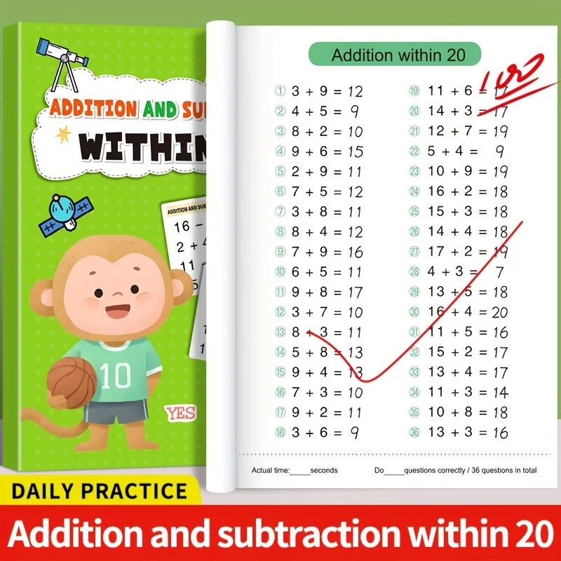 Addition & Subtraction Workbook Within 10,20,50,100: Math Practice Problems for 1st-3rd Grade - Speed Drills & Timed Exercises