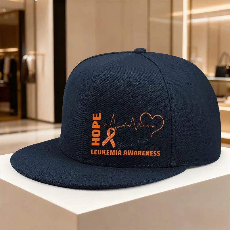 Leukemia Awareness Hope Design Snapback Cap Unisex Adjustable Flat Brim Hat for Outdoor Casual Wear