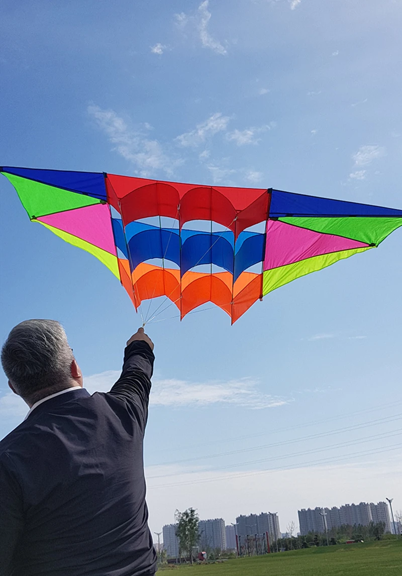 Cometa de radar con línea de mango, juguetes al aire libre, delta, flying rainbow led, gran rueda de cometa 3d hcx, envío gratis