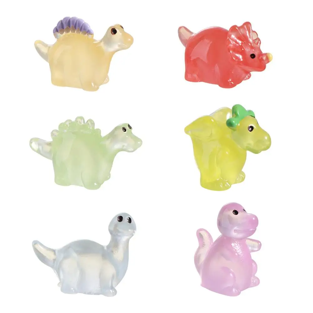Cartoon Noctilucent Dinosaur Figurines Resin Crafts DIY Mini Dinosaur Ornaments Delicate Handmade