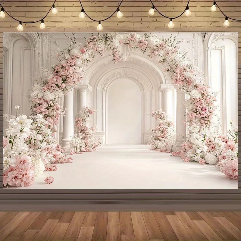 Ein Blumenbogen-Hintergrundstoff ist für Hochzeitshintergründe, Fotografie-Hintergrundwand und Banner geeignet