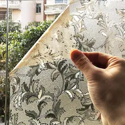 Electrostatic Window Film Vinyl Brown Leaf Style Privacy Protection Home Office Decoration Frosted Glass Sticker