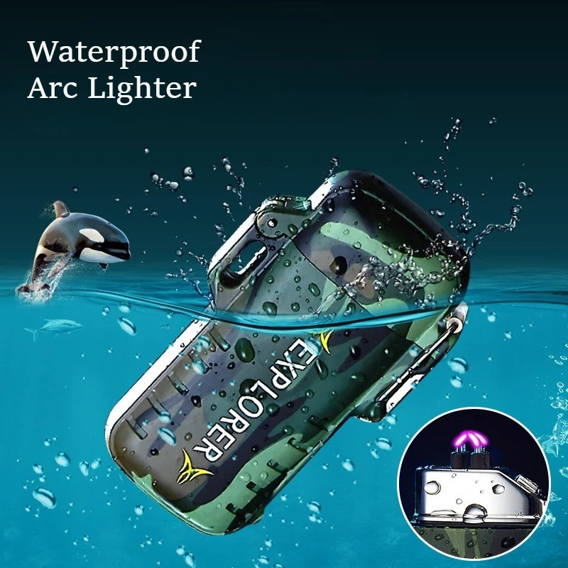 

Waterproof Lighter USB Rechargeable Cigarette LighterDouble Arc Plasma Electric Lighter Windproof Lighter Smoking Accessories