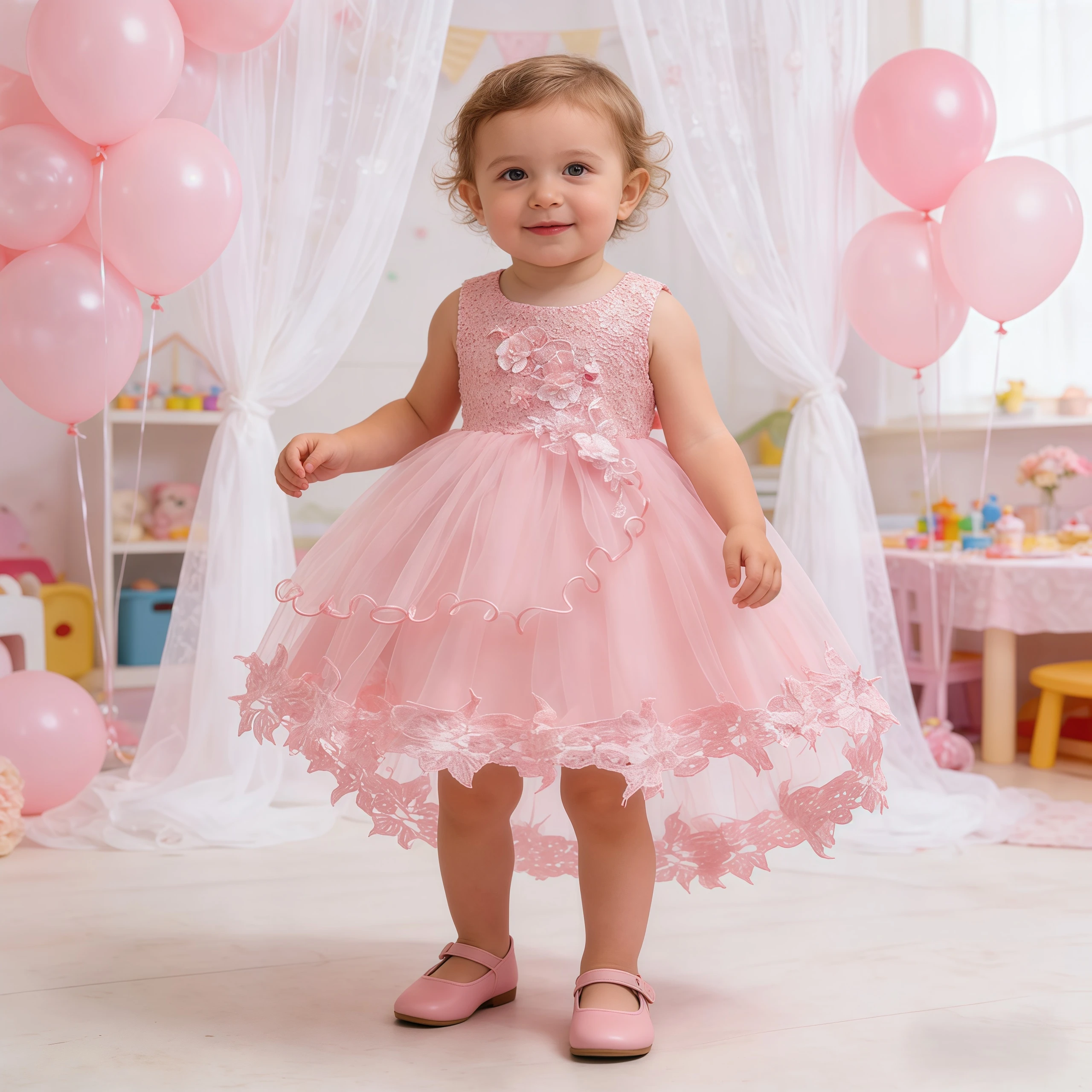

Baby Girls White Flower Embroidery Princess Dress For Newborns Bridesmaid Wedding Formal Party Baptism Birthday Customized New