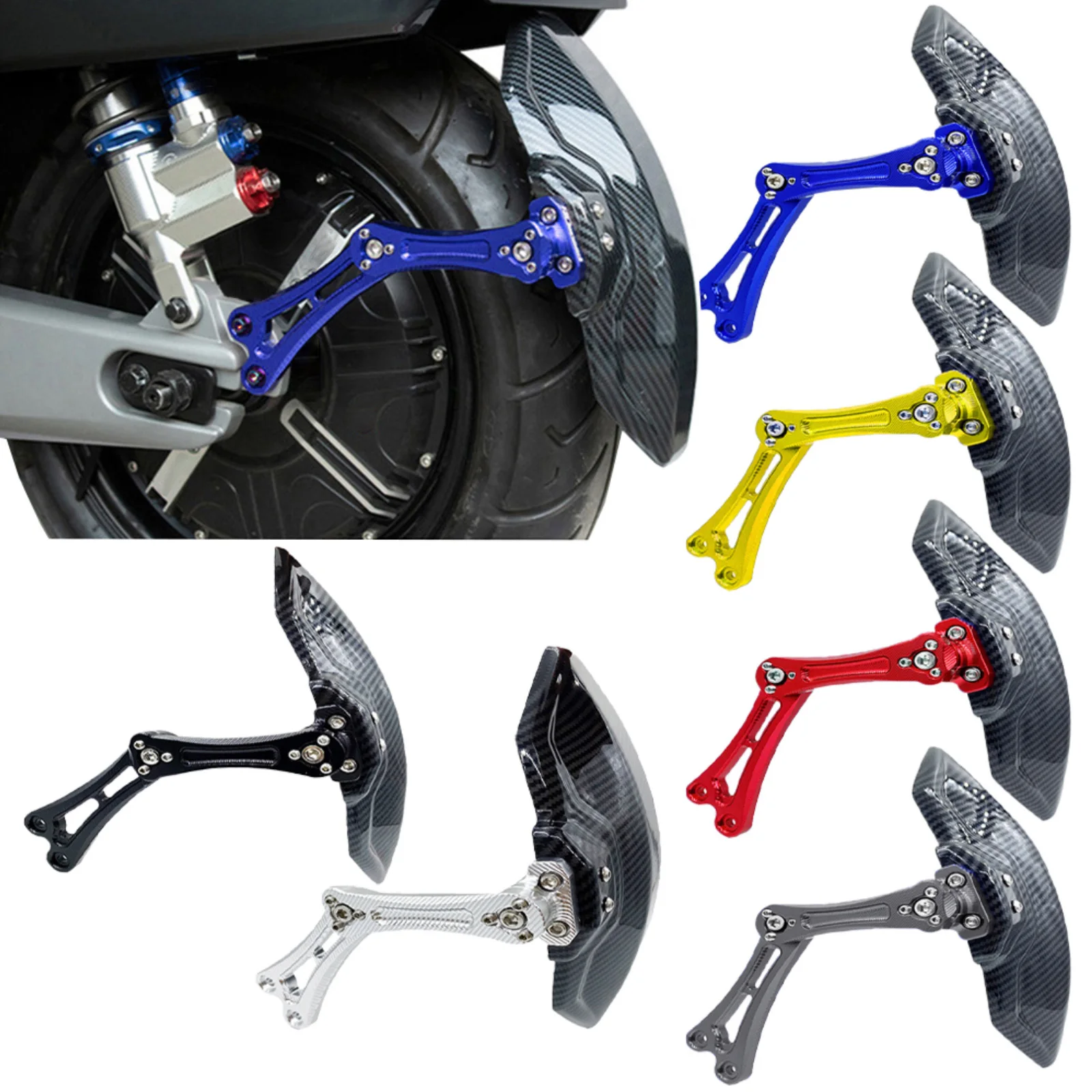 Aluminium Alloy Motorcycle Rear Mudguard with Carbon Fiber Printed Plastic Tail Placement for Various Motorbike Models