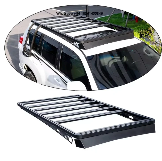 For Prado LC150 Aluminium Roof Basket with Stainless Steel Frame for Off-road Flat Support Car Roof Luggage Rack