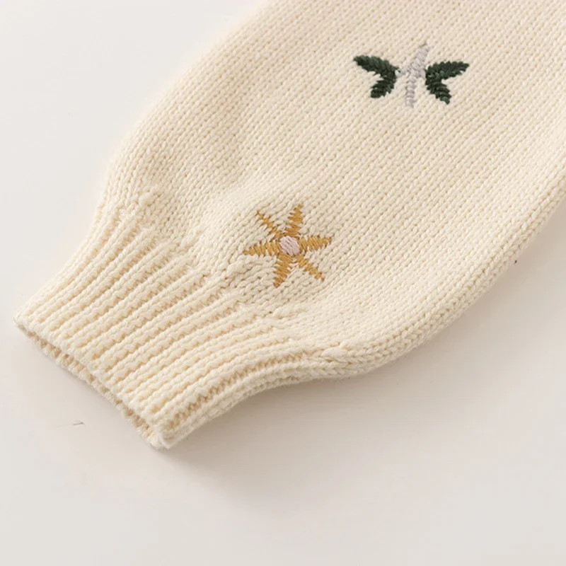 سترة جديدة لخريف 2025 من عمر 0-3 سنوات ملابس أطفال بناتي سترة حياكة بأكمام طويلة مطرزة لحديثي الولادة سترة بناتي #6