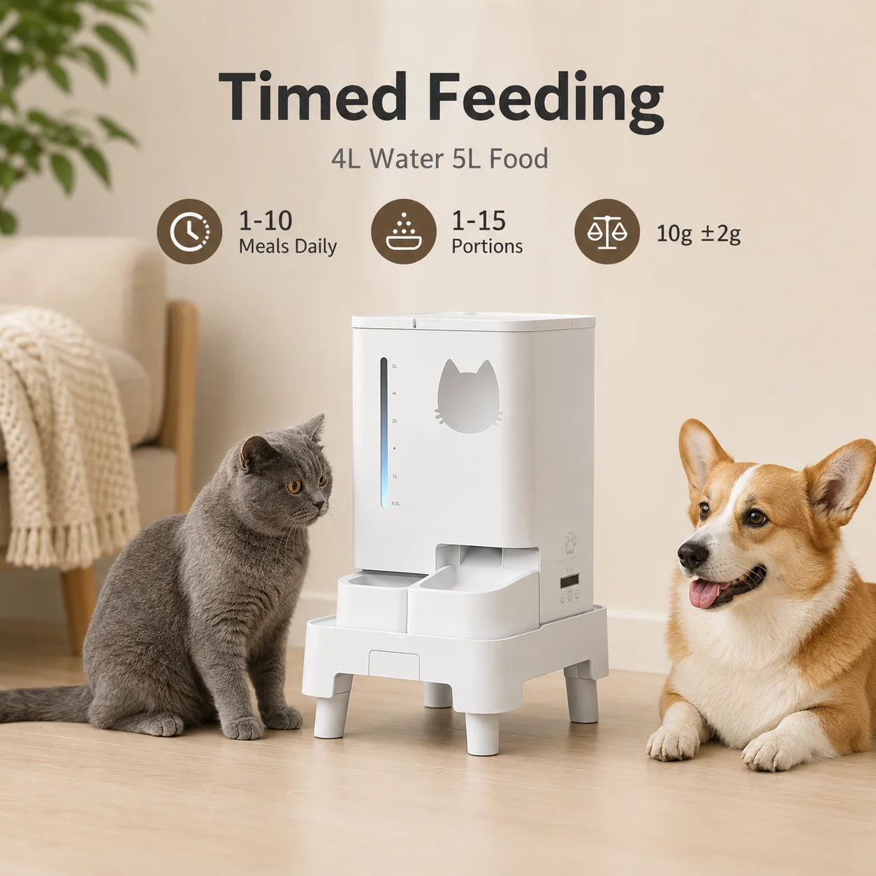 hit productOEM Custom Logo 5L Programmable Timer Portion Control Dry Food Cat Dog Automatic Pet Feeder