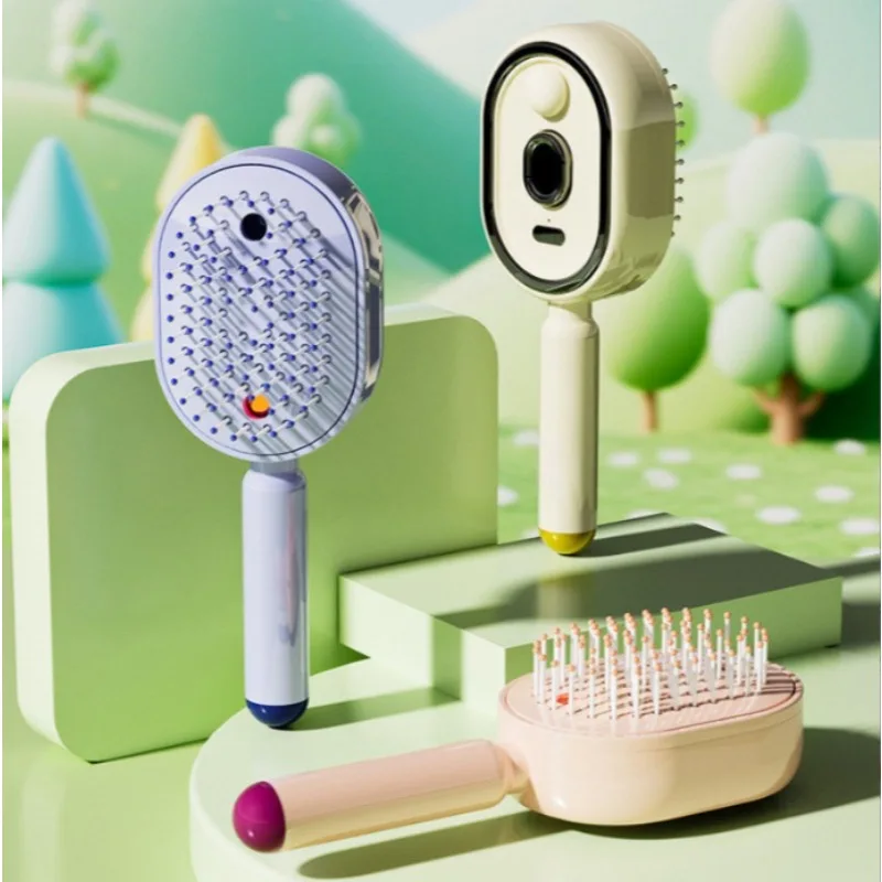 Electric spray airbag massage comb with essential oil atomization care for self-cleaning and anti-static hair curling comb