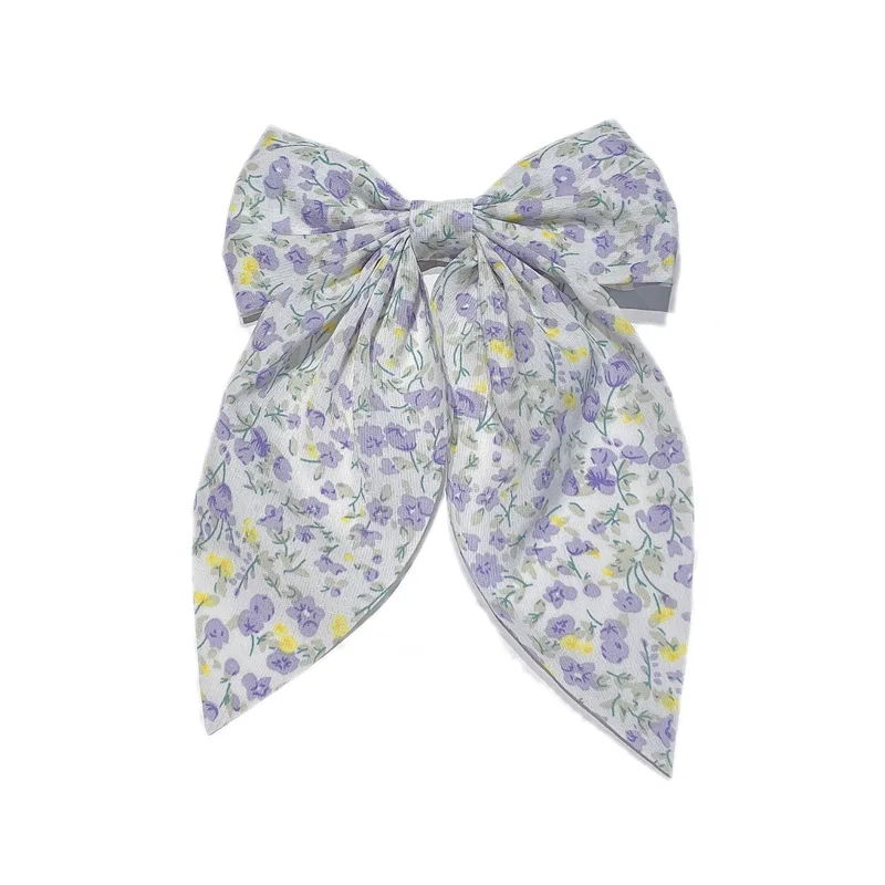 Women\'s Spring New Polka Dot Fabric Simple Large Bow Back Hair Streamer Clip Duck Clip Hair Clip-hair Accessories