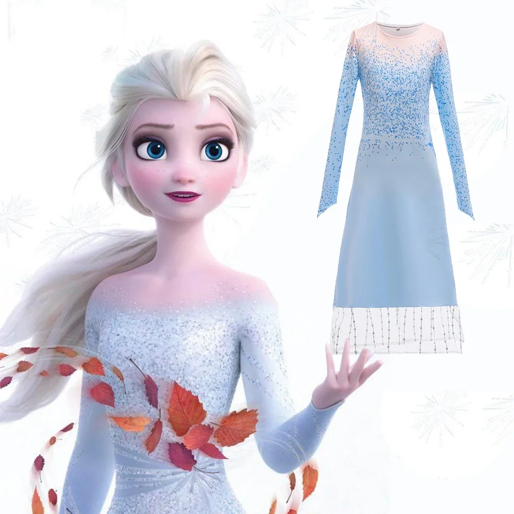 Frozen 2 Elsa Princess Dress Cosplay Movie Same Role Playing Dress Halloween Cosplay Performance Clothes Kids Girls Dress