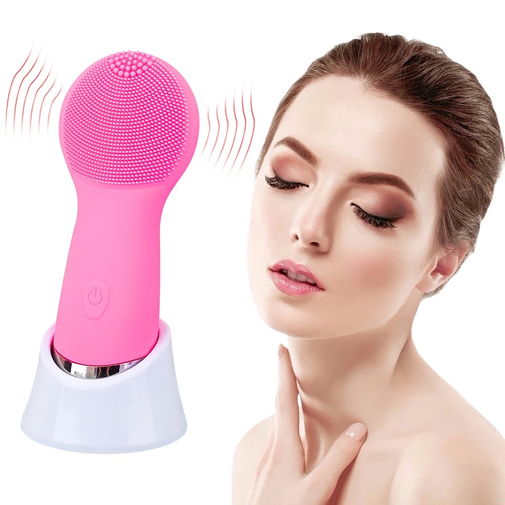 Dropshipping facial cleansing device Silicone Electric Sonic Facial Cleanser Ultrasonic Vibration facial cleansing brushes