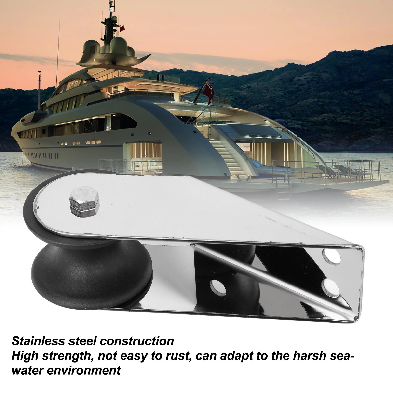 Boat Bow Anchor Roller Bracket Scratch Proof 304 Stainless Steel Bow Anchor Roller Reduce Friction Secure Attachment for Yacht
