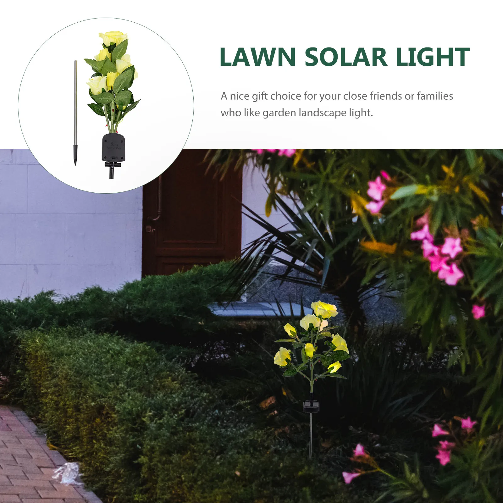 1Set Decorative Solar Rose Lawn Light High Class Material Outdoor Garden Lamp LED Solar Power Yard Light Ground Inserting