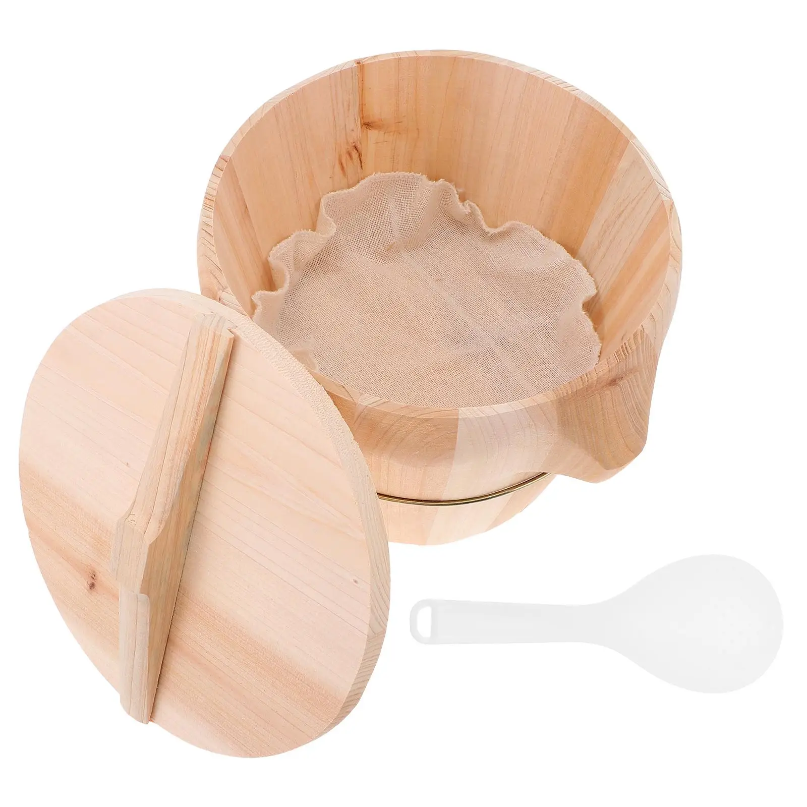 Wooden Rice Steamer Bucket Smooth Surface Anti Scald Movable Bottom Natural Wood Kitchen Gadget Rice Cooker Supply Home