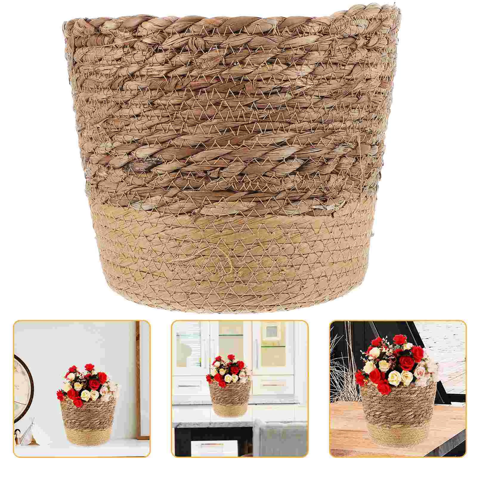

Woven Flower Pot Baskets for Plants Planter Pastoral Style Storage Indoor Decorative Planters Rattan