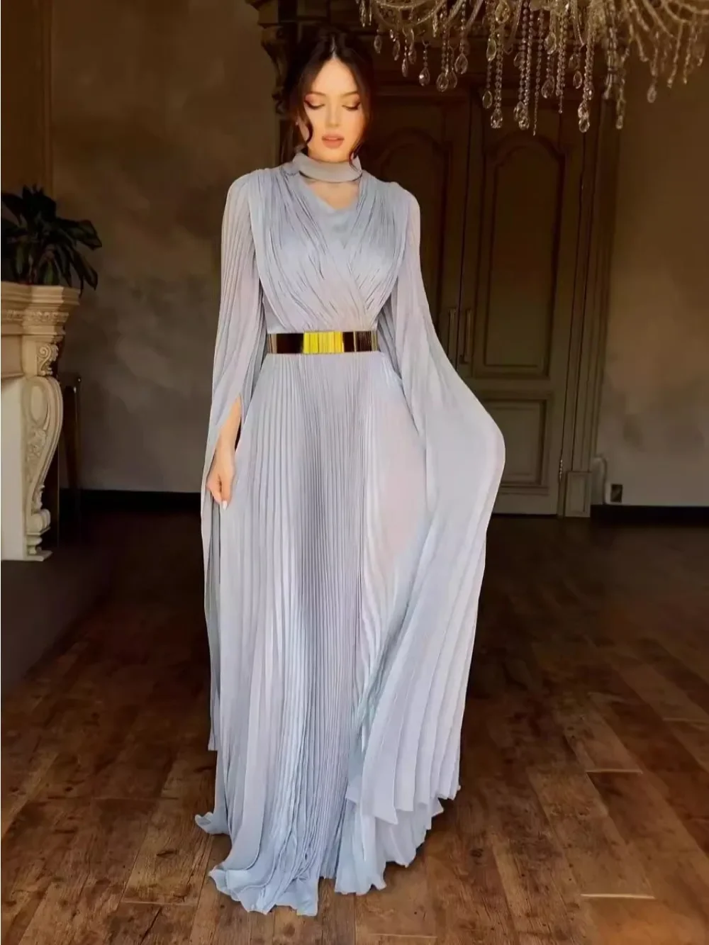 Eid Abaya femmes Robe musulmane Jalabiya col en V Maxi manches longues robes Largos fête Caftan Ramadan robes caftan Robe arabe 2025