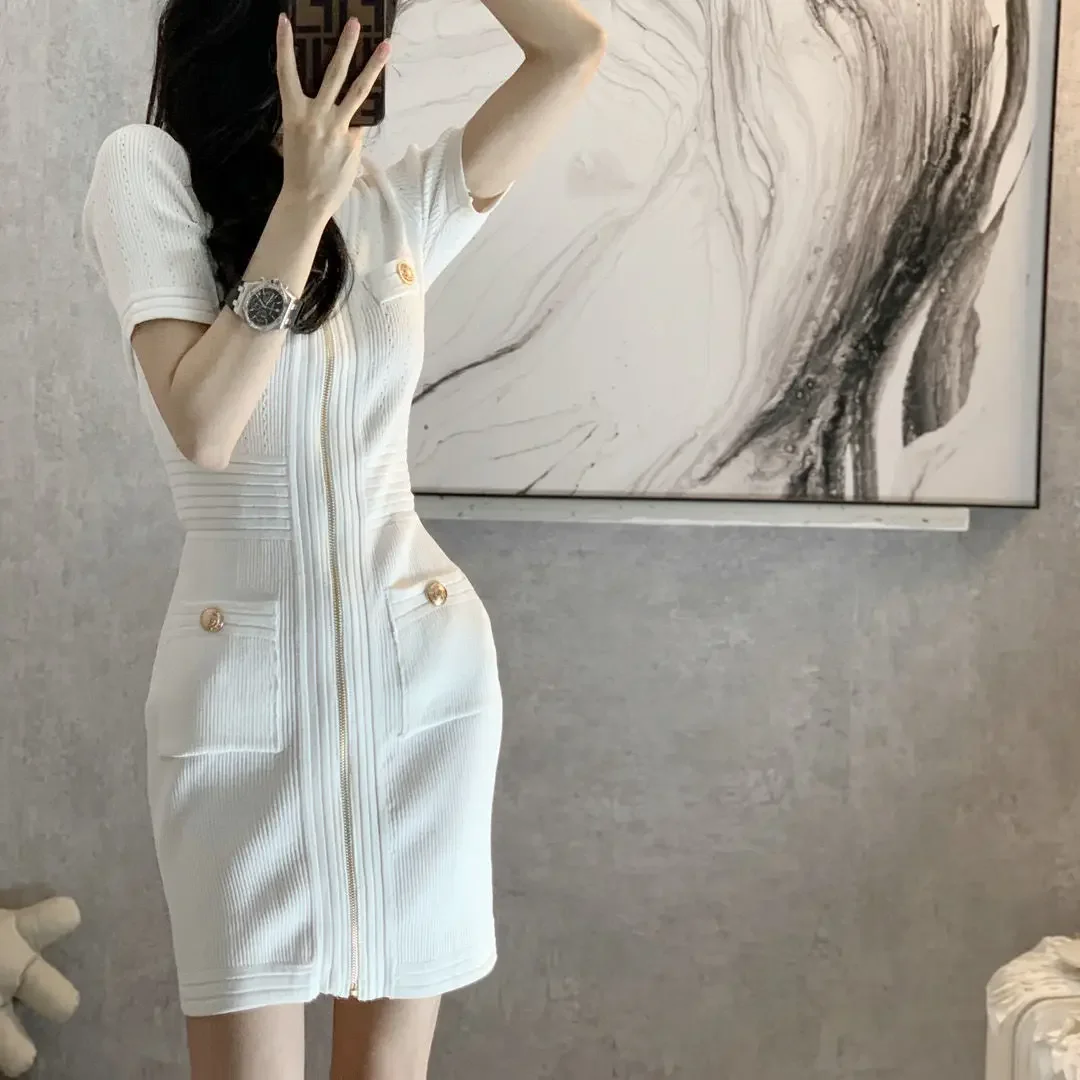 Midi Knitted Dresses for Women White Crochet Woman Dress X on Sale Clearance Aesthetic New Features of Women's Clothing Vintage