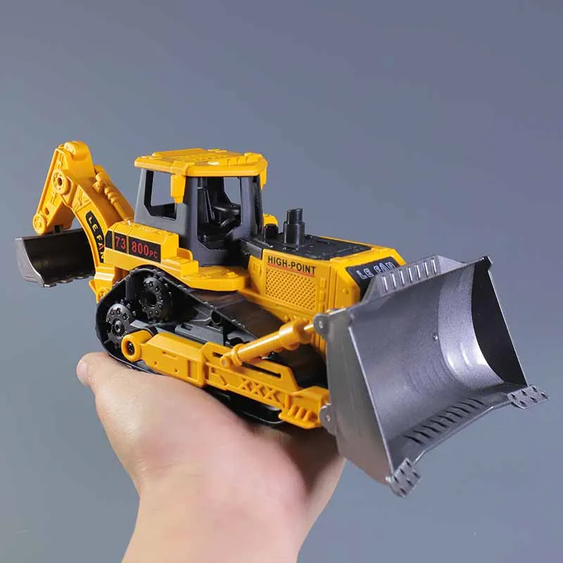 Vendita calda 1:50 modello di bulldozer di ingegneria plastica, giocattoli per escavatori per bambini, giocattolo per auto di ingegneria bidirezionale, all'ingrosso