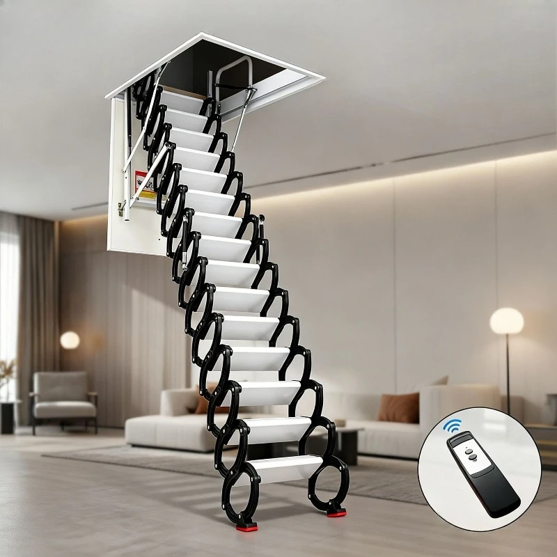 Attic electric telescopic ladder aluminum alloy automatic staircase attic