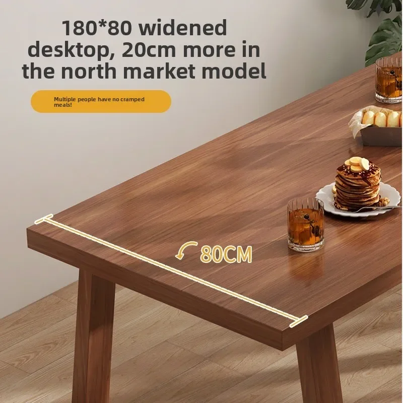 Dining table solid wood legs Nordic household small apartment modern simple rectangular dining table living room long table
