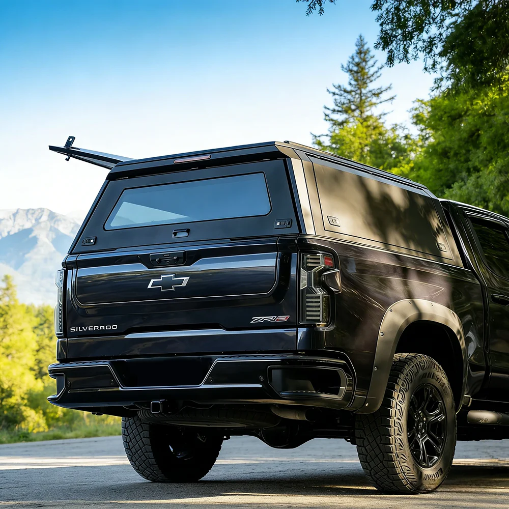 

Dream Garage High Quality Aluminum Alloy Waterproof Hinged Locking Pickup Canopy SILVERADO 1500 2019+ 5.8FT Cargo Space Maximizi