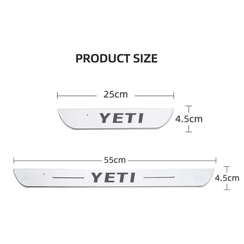 Car Door Sill Threshold Lamp LED Welcome Plate Pedal Light Decoration Accessories For Skoda YETI Logo