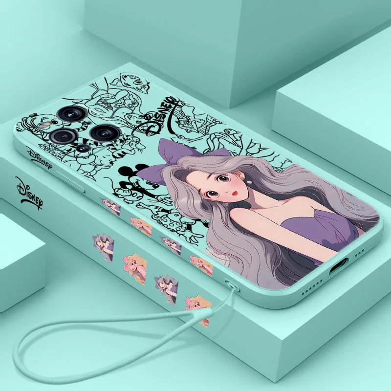 

Disney Beautiful Princess Phone Case For OPPO Find X2 X3 X5 Lite Neo Reno 6Z 2 Z 5 6 7 8 10 Lite Pro Liquid Left Rope Funda Soft