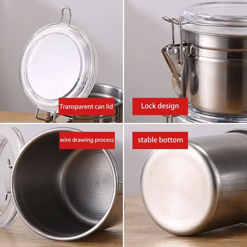 * Coffee Beans Vacuum Sealed Jug,Stainless Steel Food Airtight Container For Kitchenware Portable Grain Storage Can For Kitchen