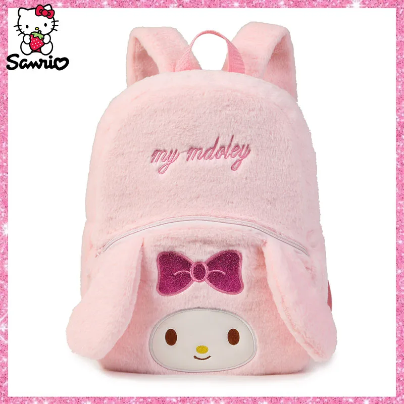 Plushie Sanrio Backpack Kuromi Bagpack Cinnamoroll Plush Bag My Melody Double Shoulder Bag Hello Kitty Storage Pouch Girl Gift