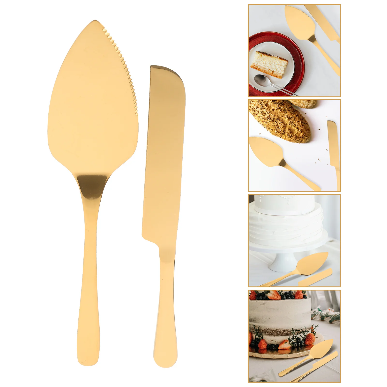 

1Set Stainless Steel Cake Cutter Spade Serving Tool Versatile Cake Cutting Set for Wedding Parties Anniversaries Holidays