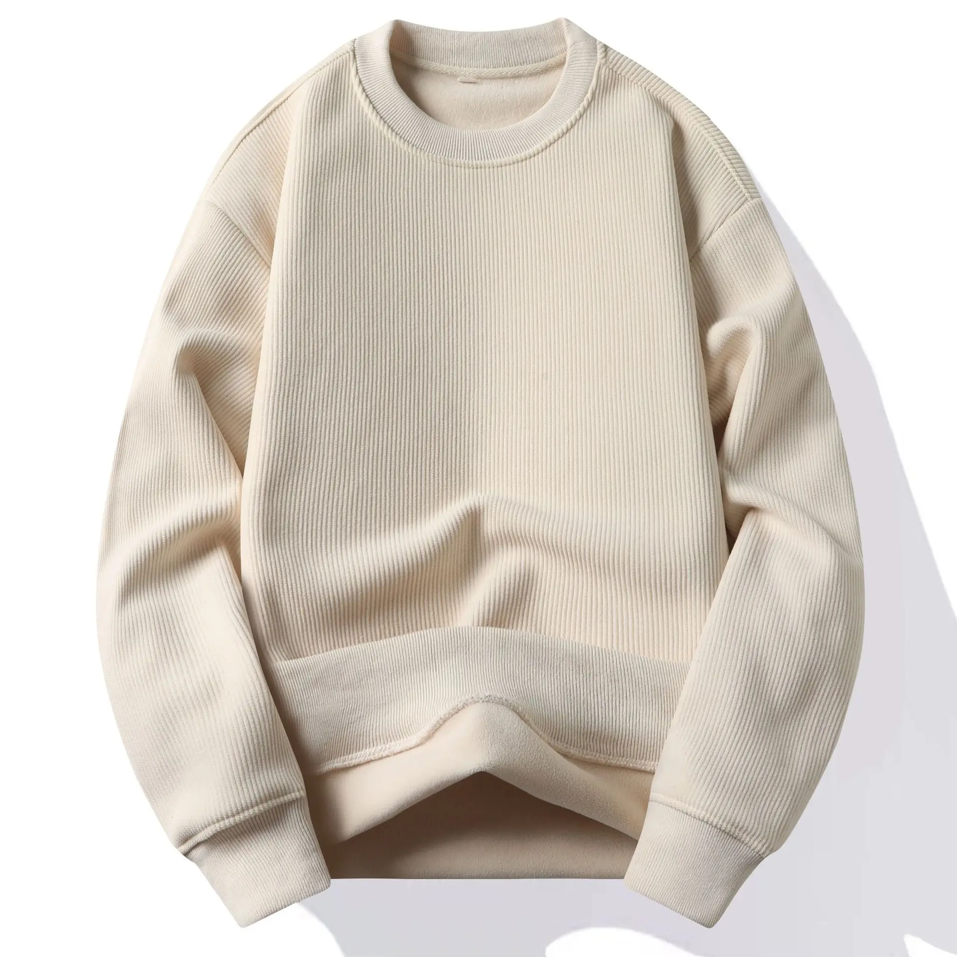 

Long Sleeve Fleece Thickened Vertical Men's Warm Top Round Neck Pullover