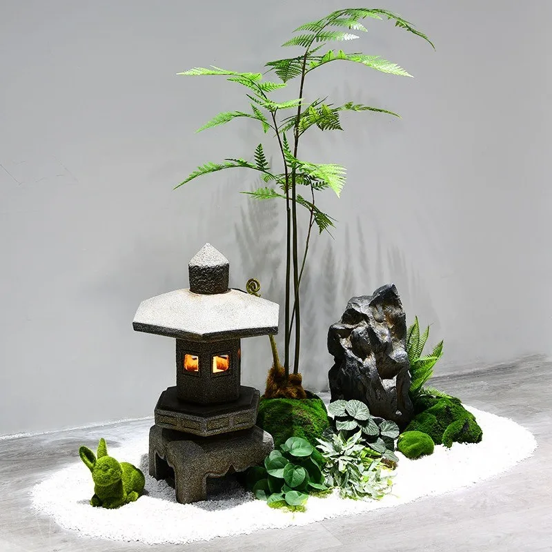 Simulation fiberglass rockery garden courtyard staircase corner lighting well landscaping high-end decoration floor ornament