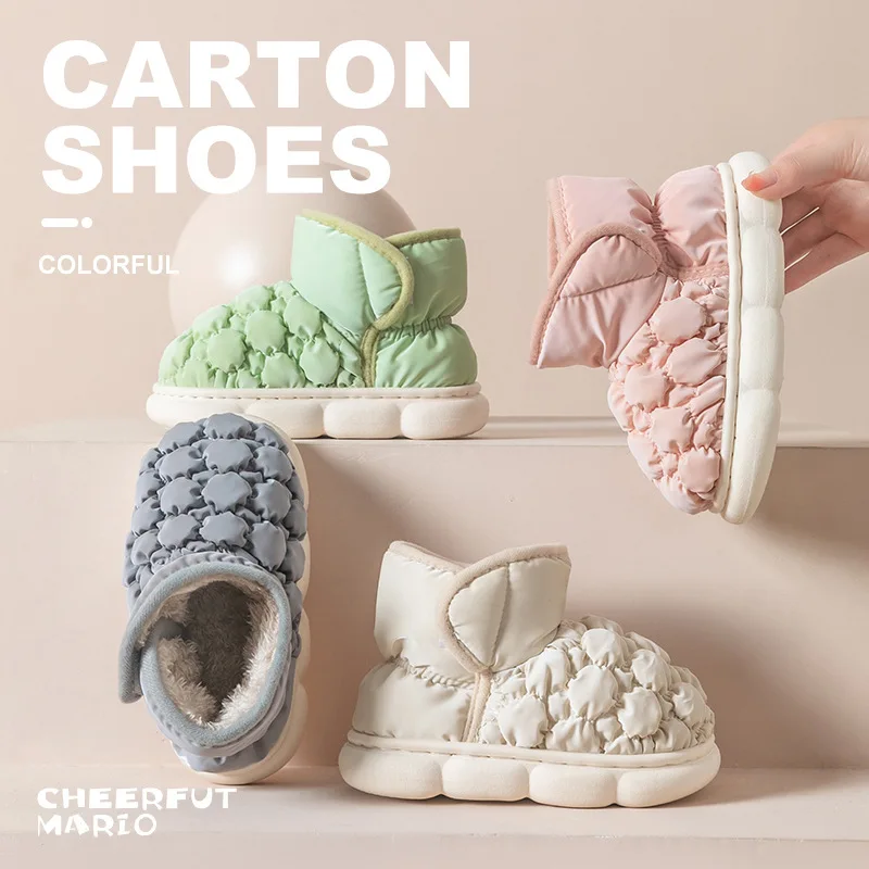 Pantoufles en coton pour enfants, chaussures imperméables en laine et coton pour filles, nouvelle collection hiver 2022