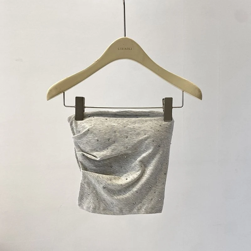 Y2k سترة صيفية مثيرة ماسية ملابس نسائية بدون حمالات غير منتظمة بطيات قميص قصير موضة 2025 Ropa Mujer خزانات كورية مقصوصة