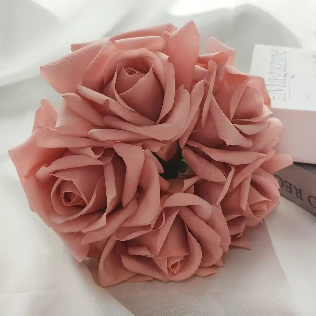 5pcs Artificial Flowers - Artificial Roses Bouquet, Fabric Long-Stem Faux Flowers, Elegant Home Table Centerpieces Decor