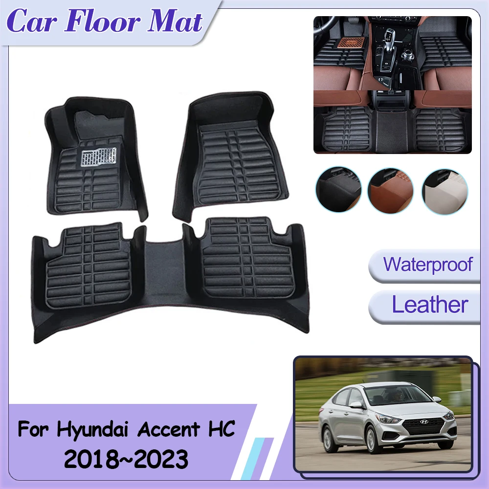 

Car Floor Mat for Hyundai Accent Verna Solaris HC 2018~2023 Custom Leather Panel Liner Cover Foot Parts Rug Interior Accessories